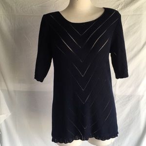 J crew crochet style blue cotton top Sz M